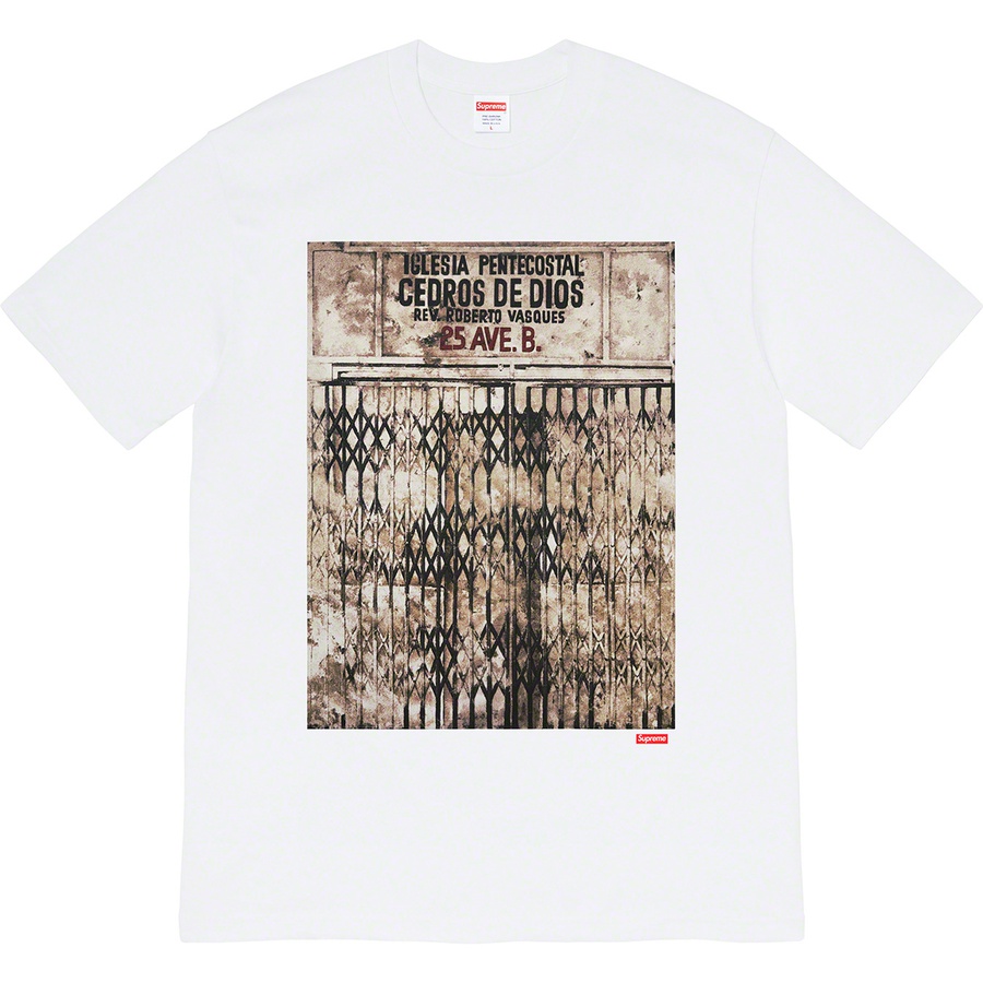 Details on Martin Wong Supreme Iglesia Pentecostal Tee White from fall winter
                                                    2019 (Price is $48)