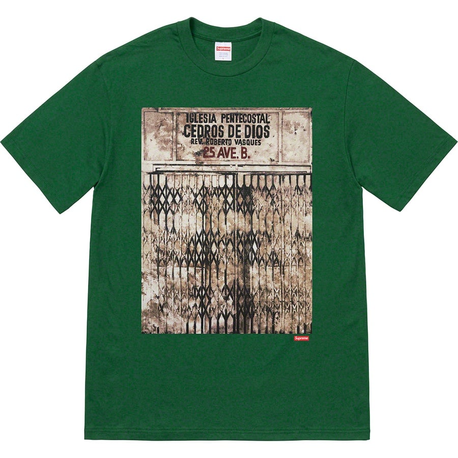 Details on Martin Wong Supreme Iglesia Pentecostal Tee Dark Green from fall winter
                                                    2019 (Price is $48)