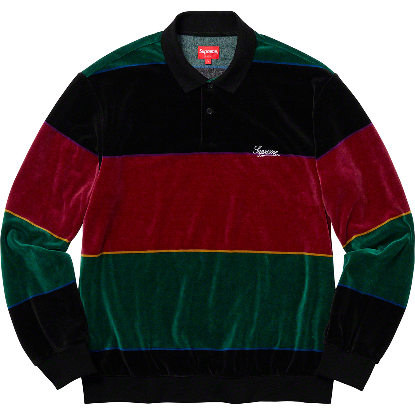 Stripe Velour L S Polo - fall winter 2019 - Supreme