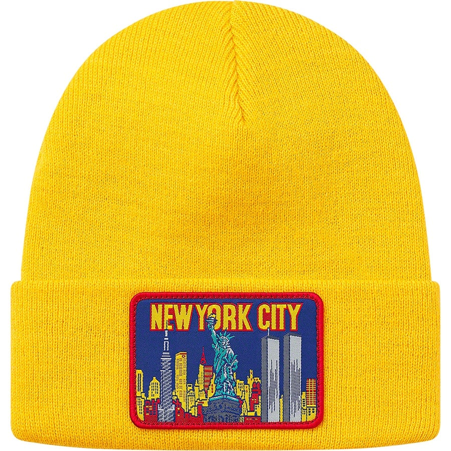 Details on NY Patch Beanie Yellow from fall winter
                                                    2019 (Price is $36)