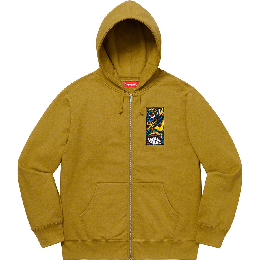 Details on Disturbed Zip Up Hooded Sweatshirt Dark Mustard from fall winter 2019 (Price is $168)