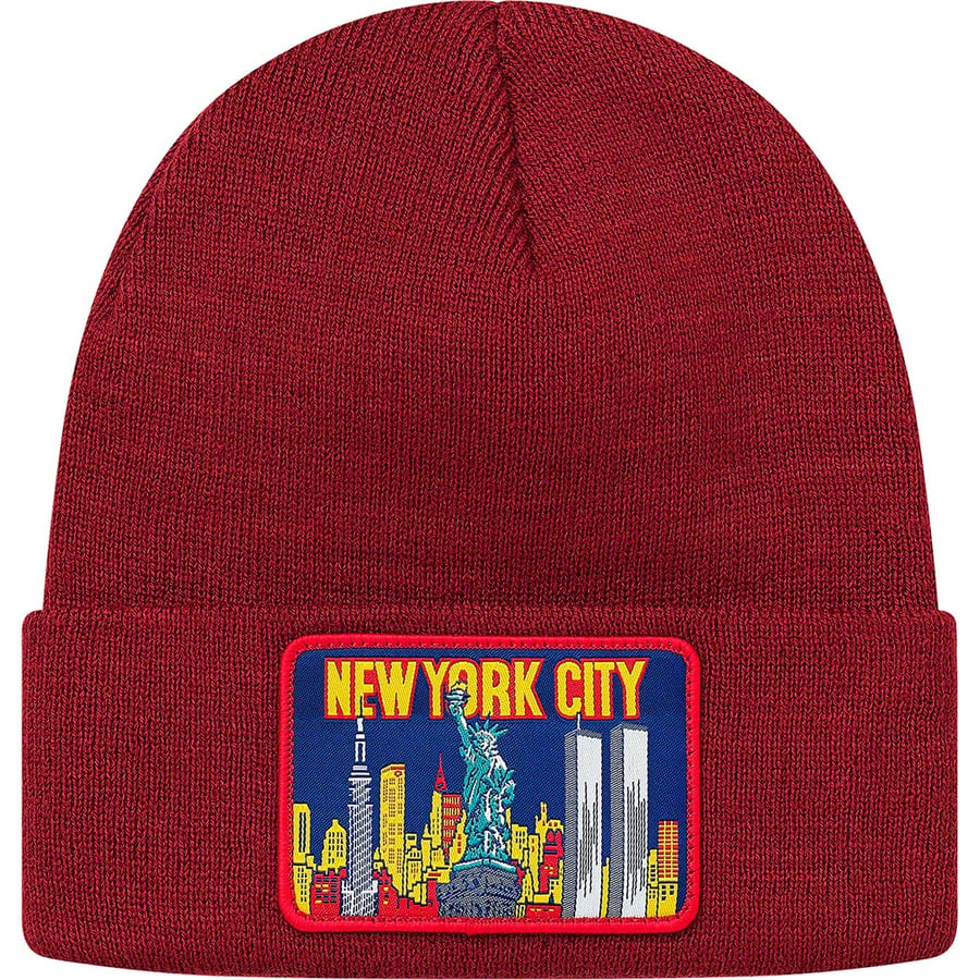 Details on NY Patch Beanie Burgundy from fall winter 2019 (Price is $36)