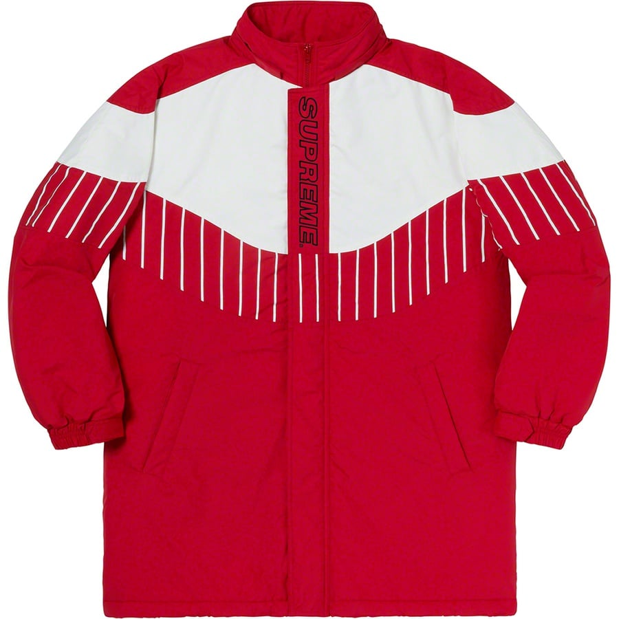 Details on Pinstripe Panel Sports Parka Red from fall winter 2019 (Price is $238)