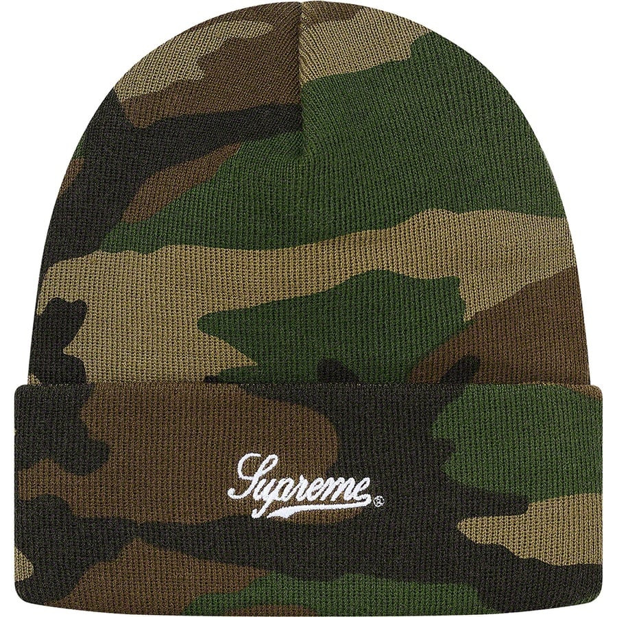 Details on NY Patch Beanie Woodland Camo from fall winter 2019 (Price is $36)