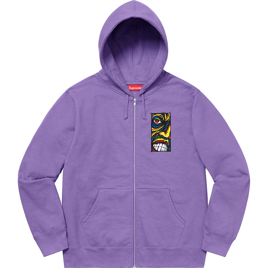 Details on Disturbed Zip Up Hooded Sweatshirt Light Violet from fall winter 2019 (Price is $168)