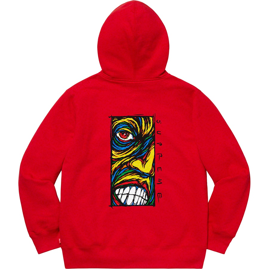Details on Disturbed Zip Up Hooded Sweatshirt Red from fall winter 2019 (Price is $168)