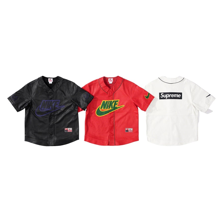 supreme nike leather baseball jersey