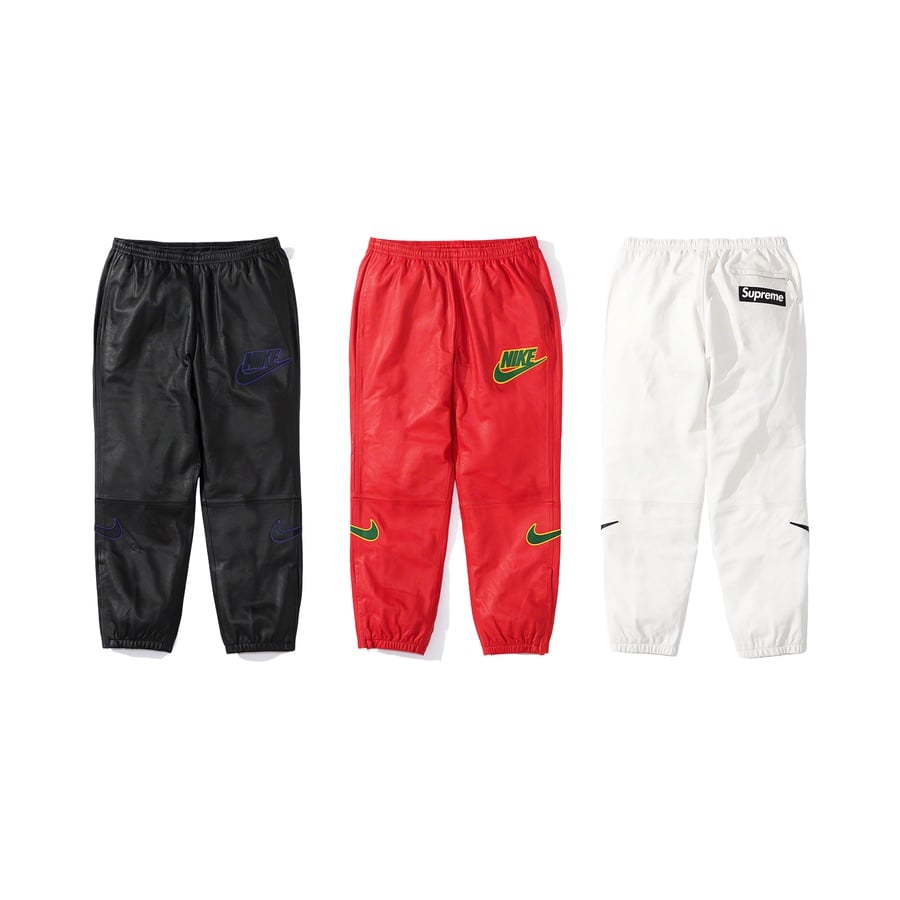 Details on Supreme Nike Leather Warm Up Pant from fall winter
                                            2019 (Price is $498)