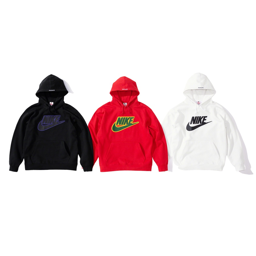 Details on Supreme Nike Leather Appliqué Hooded Sweatshirt from fall winter
                                            2019 (Price is $160)