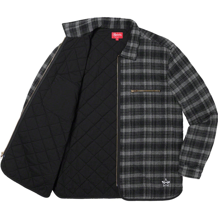 Details on Quilted Plaid Zip Up Shirt Black from fall winter 2019 (Price is $138)