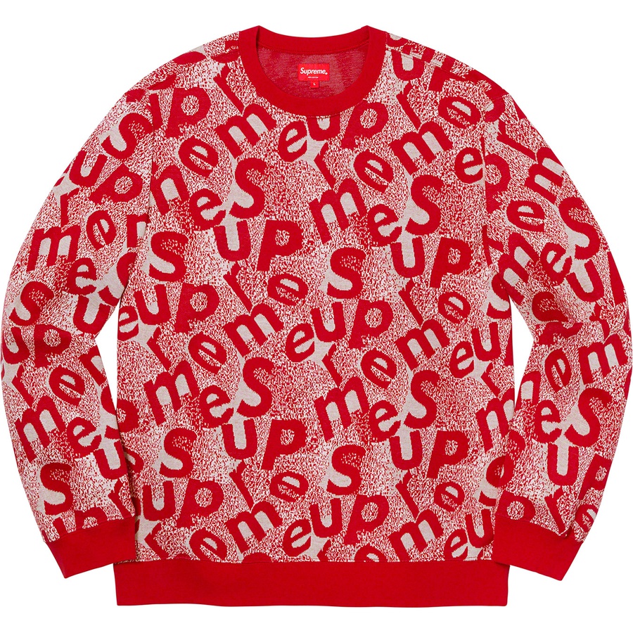 Details on Scatter Text Crewneck Red from fall winter 2019 (Price is $118)