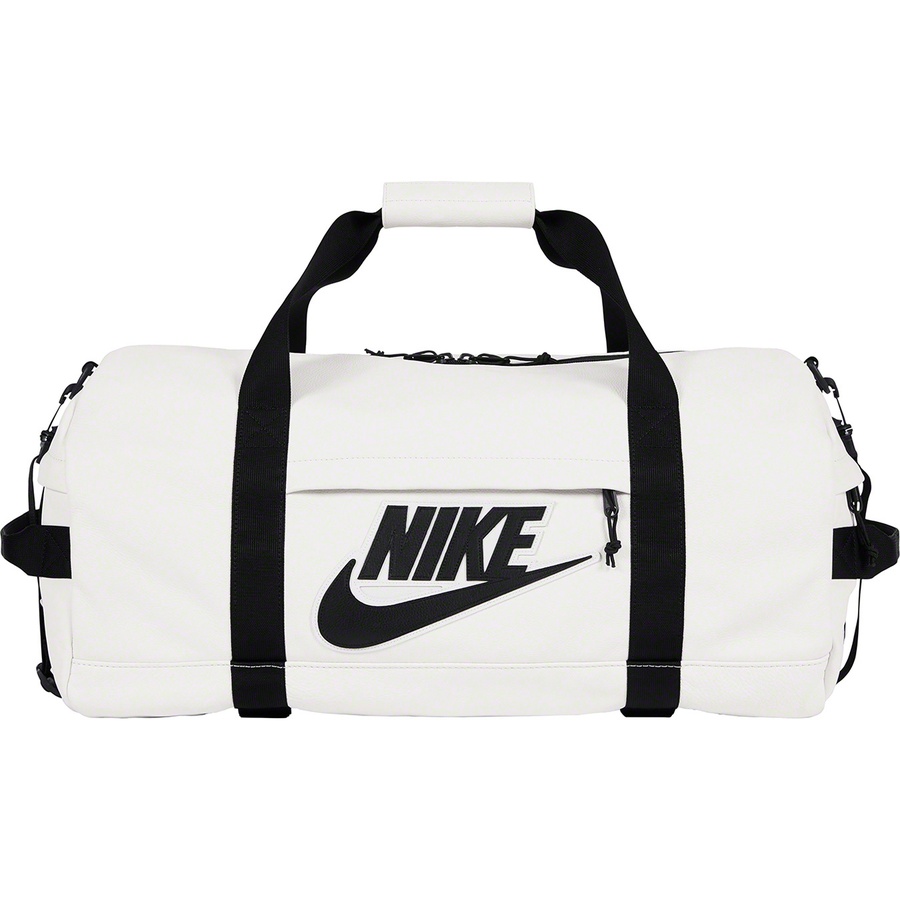 Details on Supreme Nike Leather Duffle Bag White from fall winter
                                                    2019 (Price is $360)