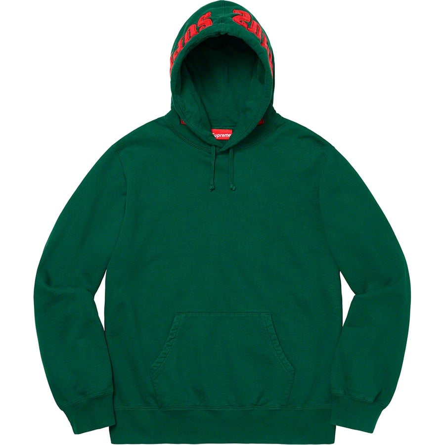 Details on Mirrored Logo Hooded Sweatshirt Dark Green from fall winter 2019 (Price is $158)
