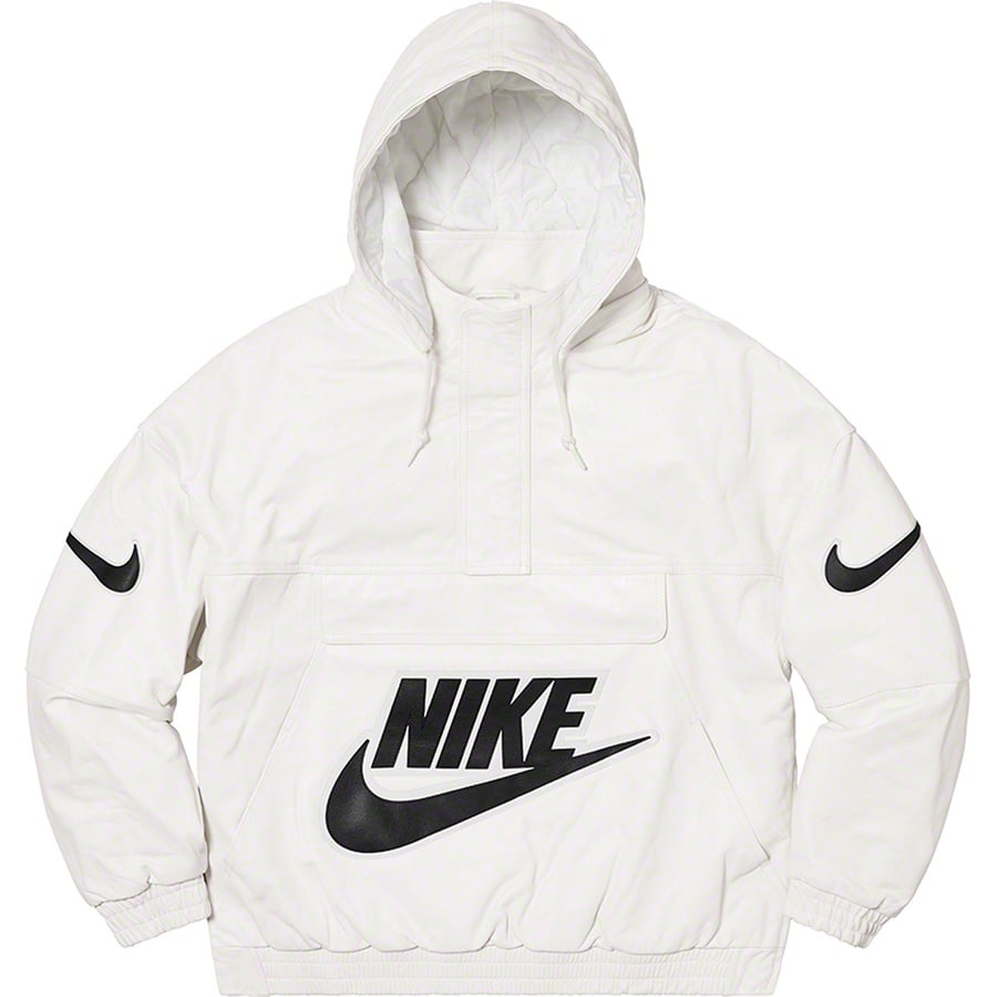 Details on Supreme Nike Leather Anorak White from fall winter
                                                    2019 (Price is $880)