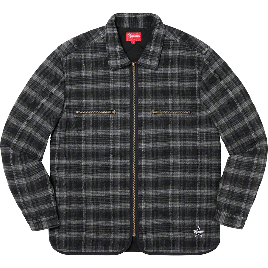 Details on Quilted Plaid Zip Up Shirt Black from fall winter 2019 (Price is $138)