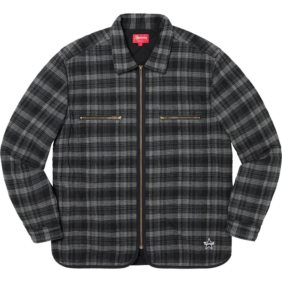 Details on Quilted Plaid Zip Up Shirt Black from fall winter
                                                    2019 (Price is $138)