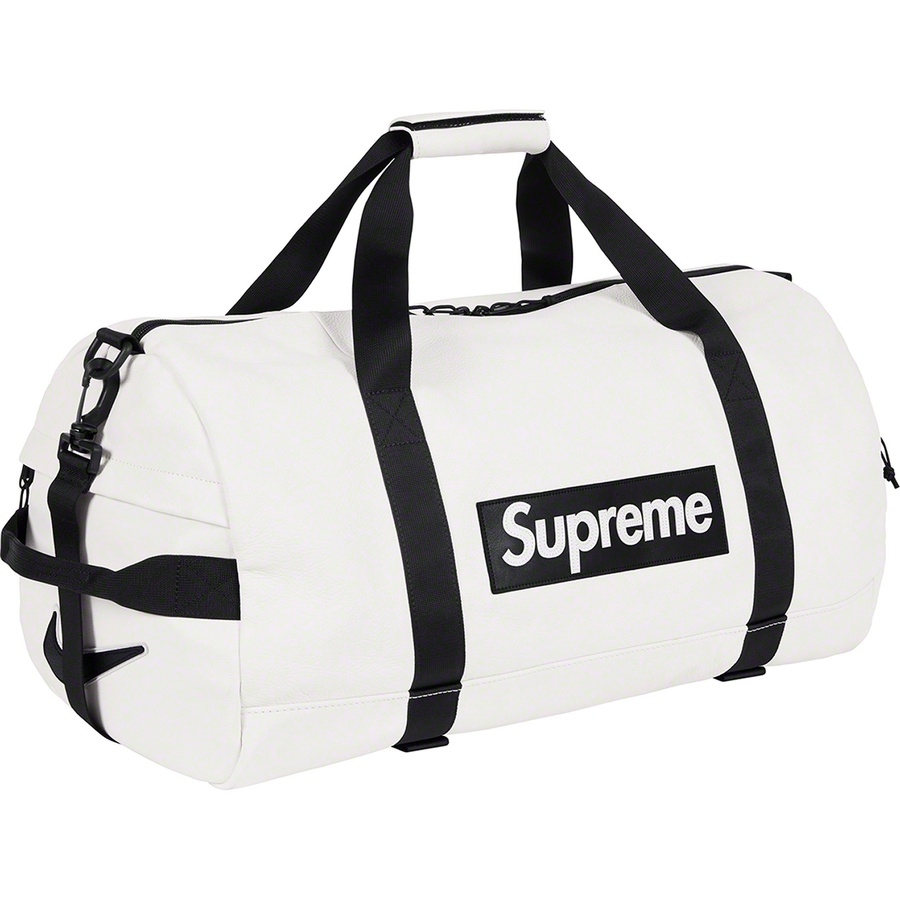 Details on Supreme Nike Leather Duffle Bag White from fall winter
                                                    2019 (Price is $360)