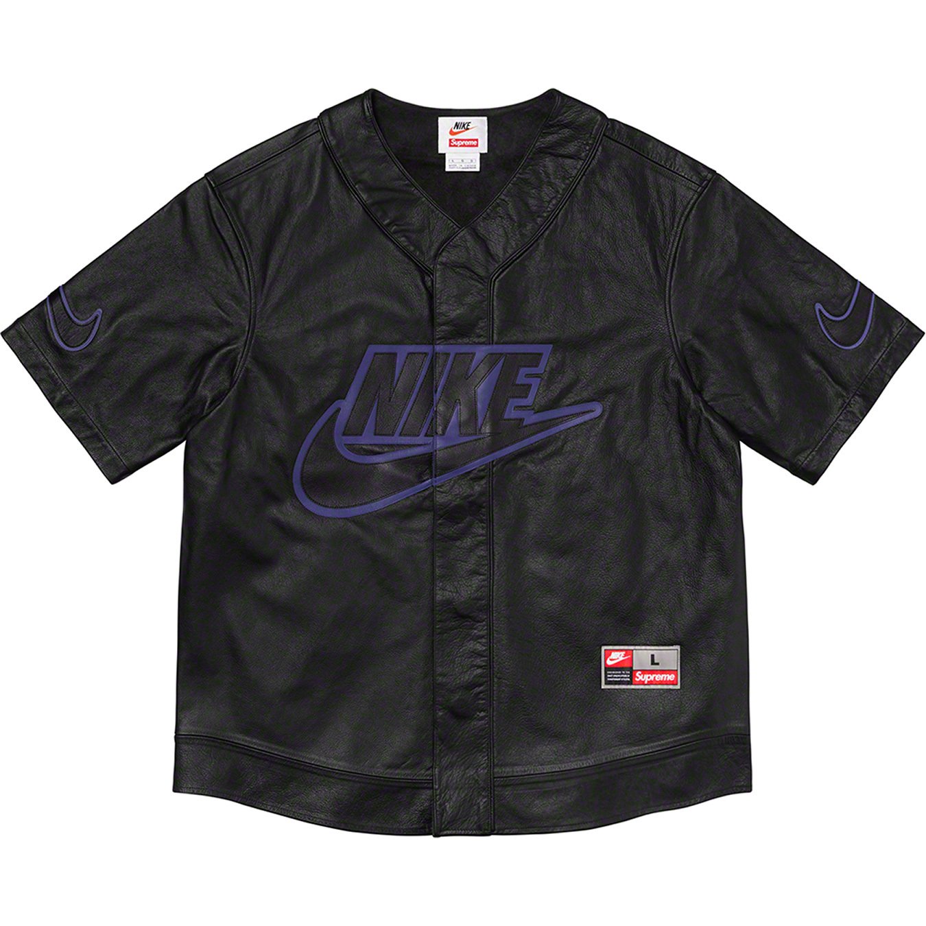 Supreme Nike Leather Baseball Jersey Black for Men