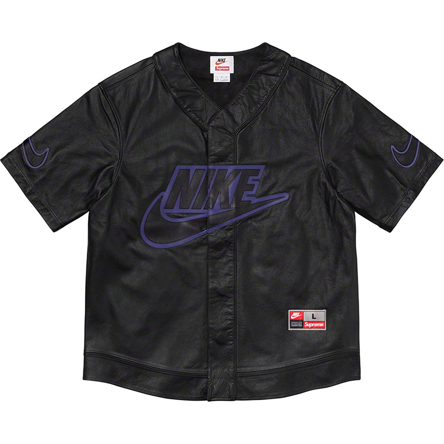 Details on Supreme Nike Leather Baseball Jersey Black from fall winter
                                                    2019 (Price is $576)