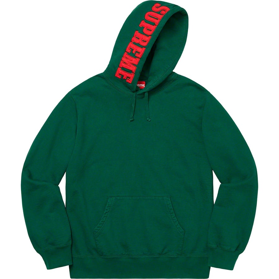 Details on Mirrored Logo Hooded Sweatshirt Dark Green from fall winter 2019 (Price is $158)