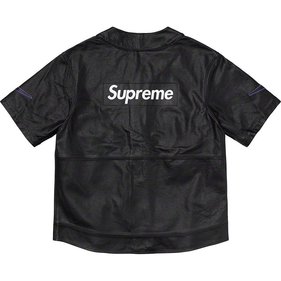 Details on Supreme Nike Leather Baseball Jersey Black from fall winter
                                                    2019 (Price is $576)