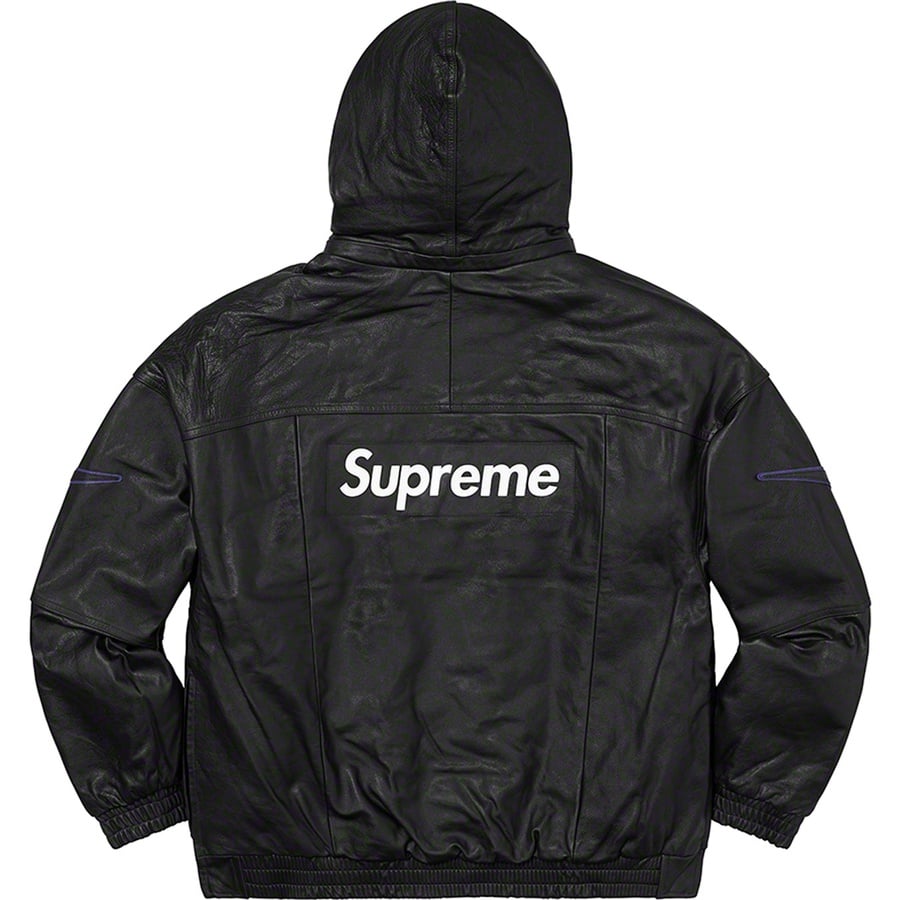 Details on Supreme Nike Leather Anorak Black from fall winter
                                                    2019 (Price is $880)