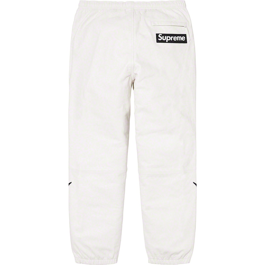 Details on Supreme Nike Leather Warm Up Pant White from fall winter
                                                    2019 (Price is $498)