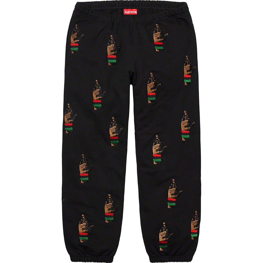 Details on Supreme dead prez RBG Embroidered Sweatpant Black from fall winter 2019 (Price is $178)