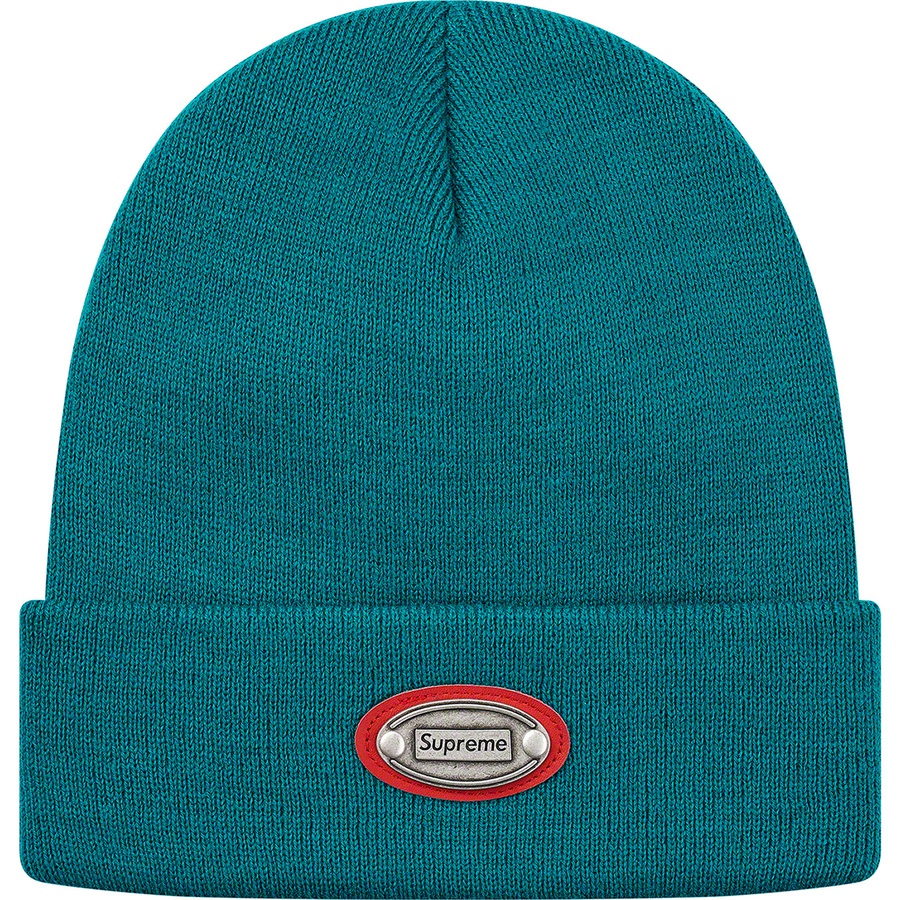 Details on Metal Plate Beanie Dark Teal from fall winter 2019 (Price is $36)