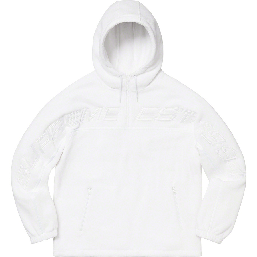 Details on Polartec Half Zip Hooded Sweatshirt White from fall winter 2019 (Price is $158)