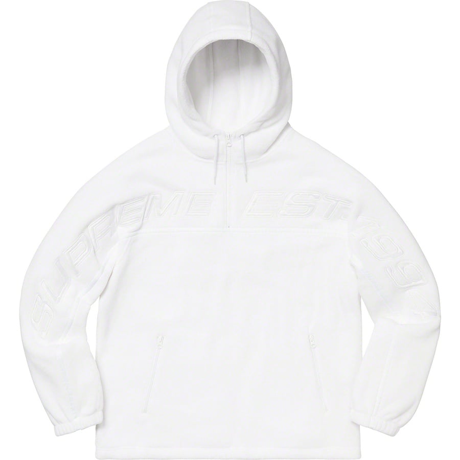 Details on Polartec Half Zip Hooded Sweatshirt White from fall winter
                                                    2019 (Price is $158)