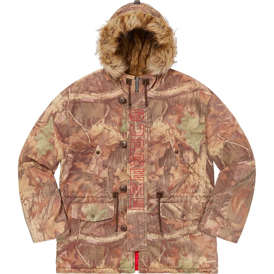 Details on Spellout N-3B Parka Advantage Timber Camo from fall winter
                                                    2019 (Price is $368)