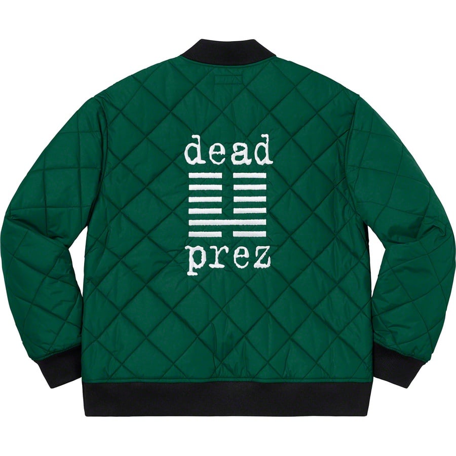 Details on Supreme dead prez Quilted Work Jacket Dark Green from fall winter
                                                    2019 (Price is $198)