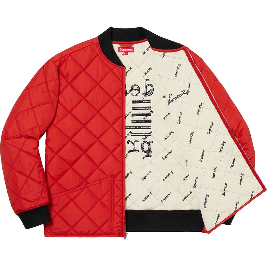 Details on Supreme dead prez Quilted Work Jacket Red from fall winter
                                                    2019 (Price is $198)