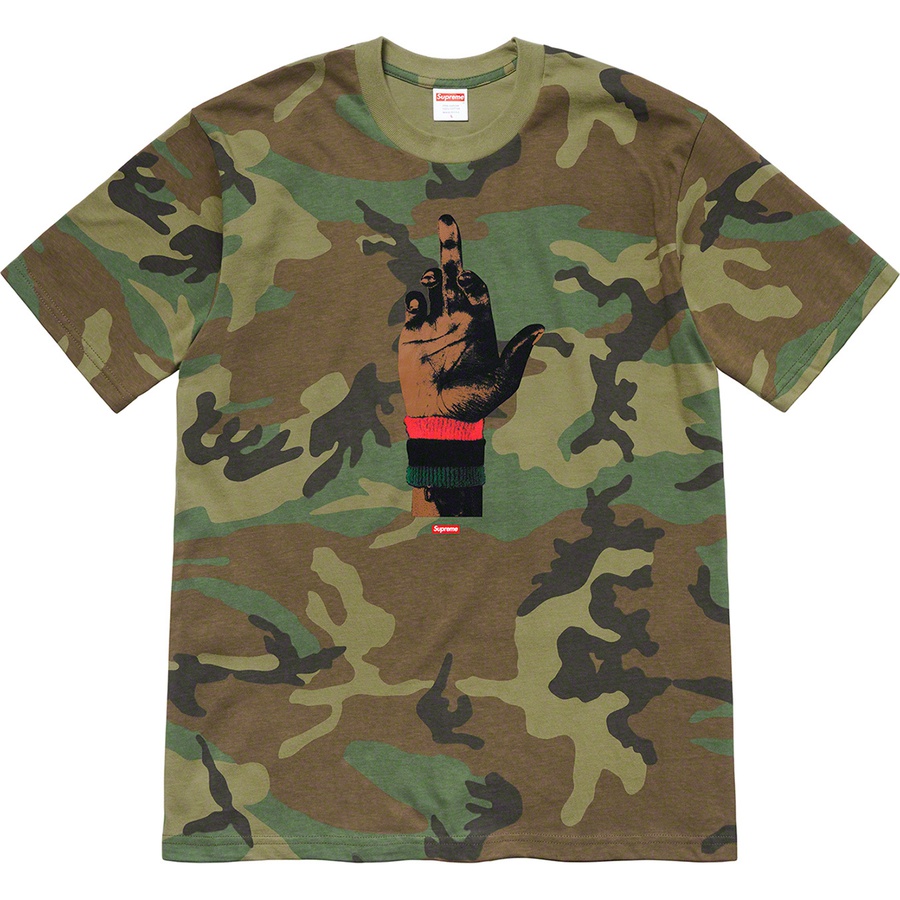 Details on Supreme dead prez RBG Tee Woodland Camo from fall winter 2019 (Price is $48)