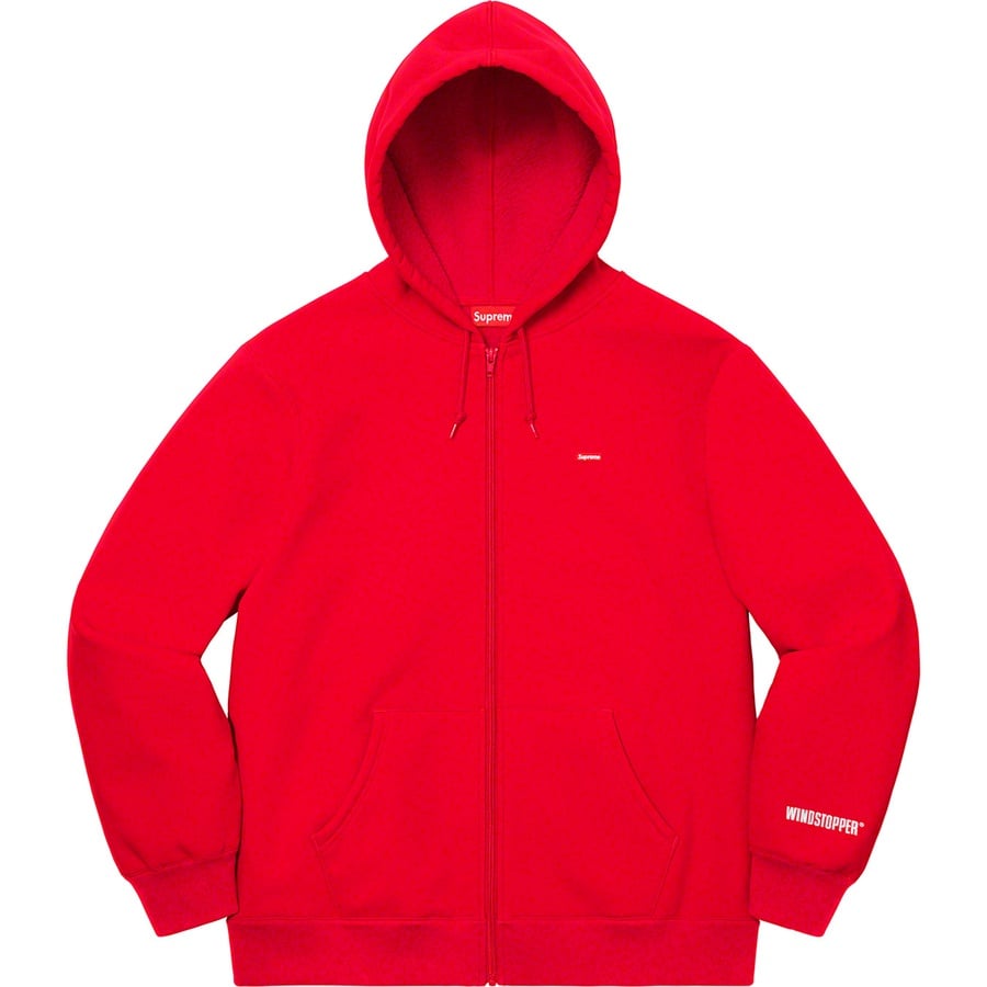 Details on WINDSTOPPER Zip Up Hooded Sweatshirt Red from fall winter
                                                    2019 (Price is $198)