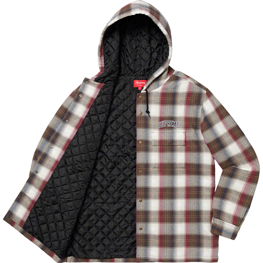 Details on Quilted Hooded Plaid Shirt Brown from fall winter 2019 (Price is $138)