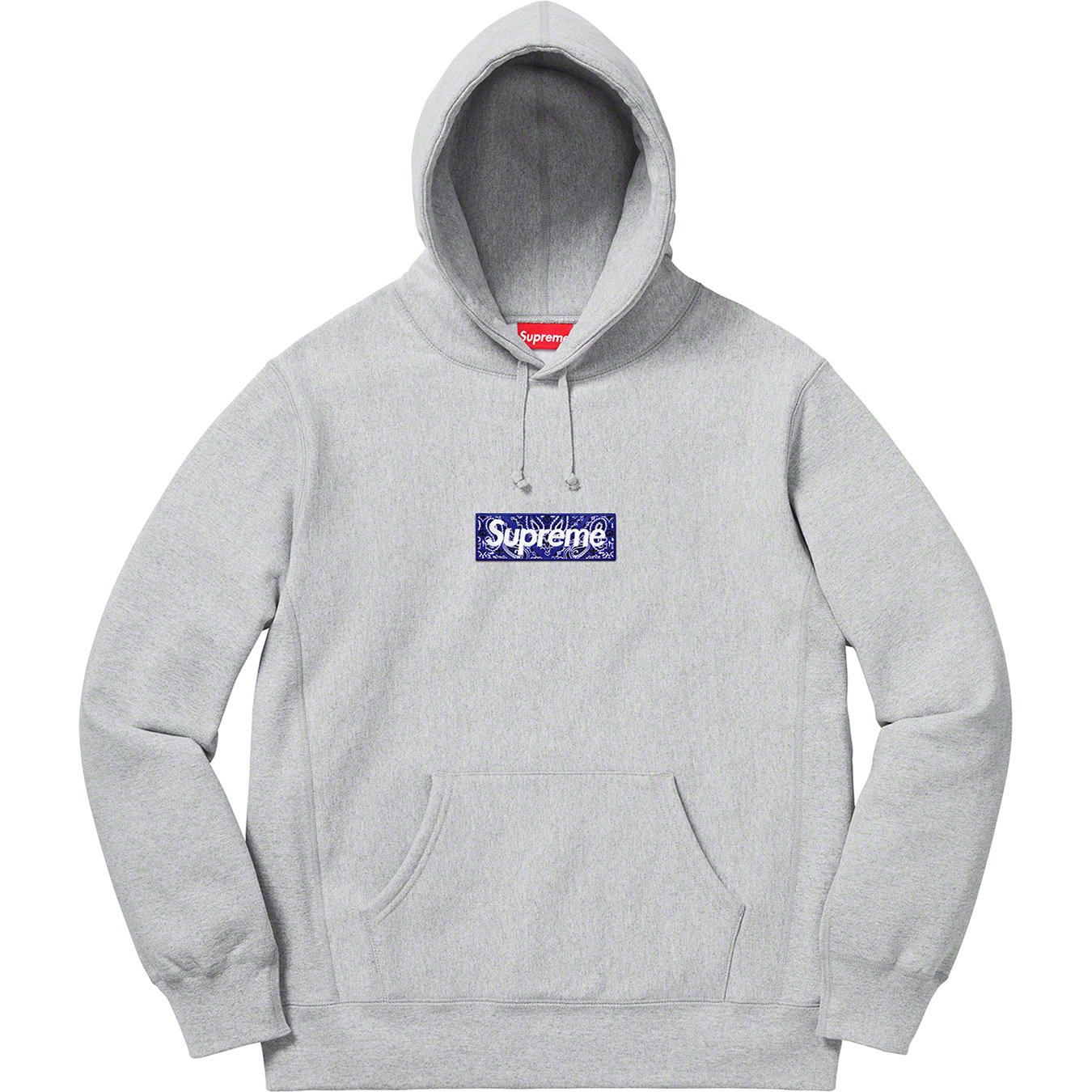 Supreme XL Grey Bandana Box Logo Hooded-