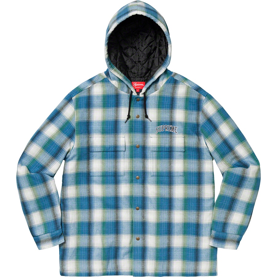 Details on Quilted Hooded Plaid Shirt Blue from fall winter
                                                    2019 (Price is $138)