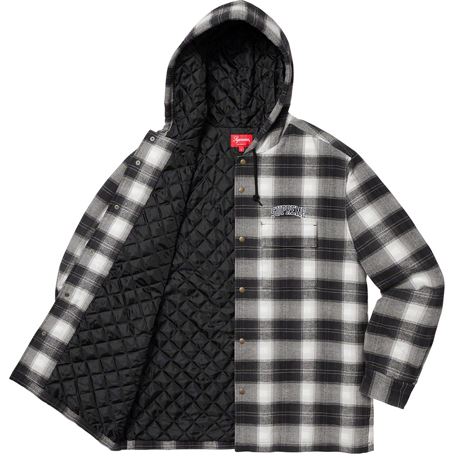 Details on Quilted Hooded Plaid Shirt Black from fall winter 2019 (Price is $138)