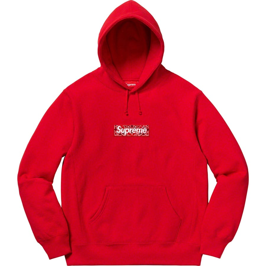 Details on Bandana Box Logo Hooded Sweatshirt Red from fall winter 2019 (Price is $168)