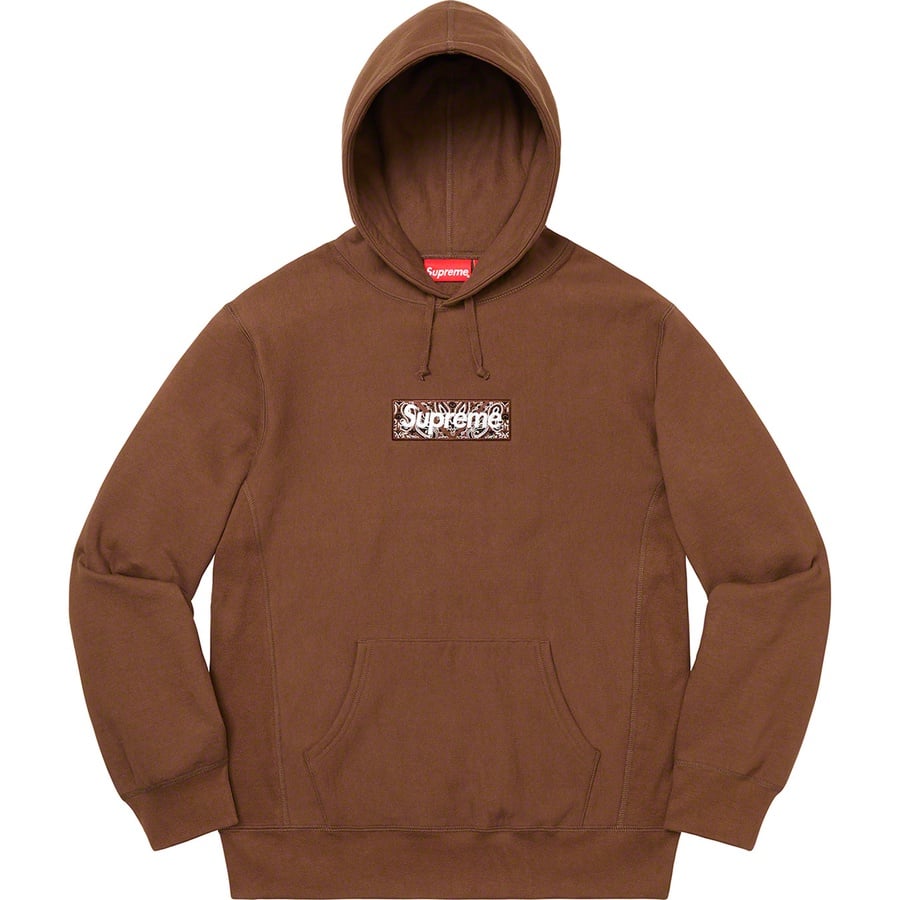 Details on Bandana Box Logo Hooded Sweatshirt Dark Brown from fall winter 2019 (Price is $168)