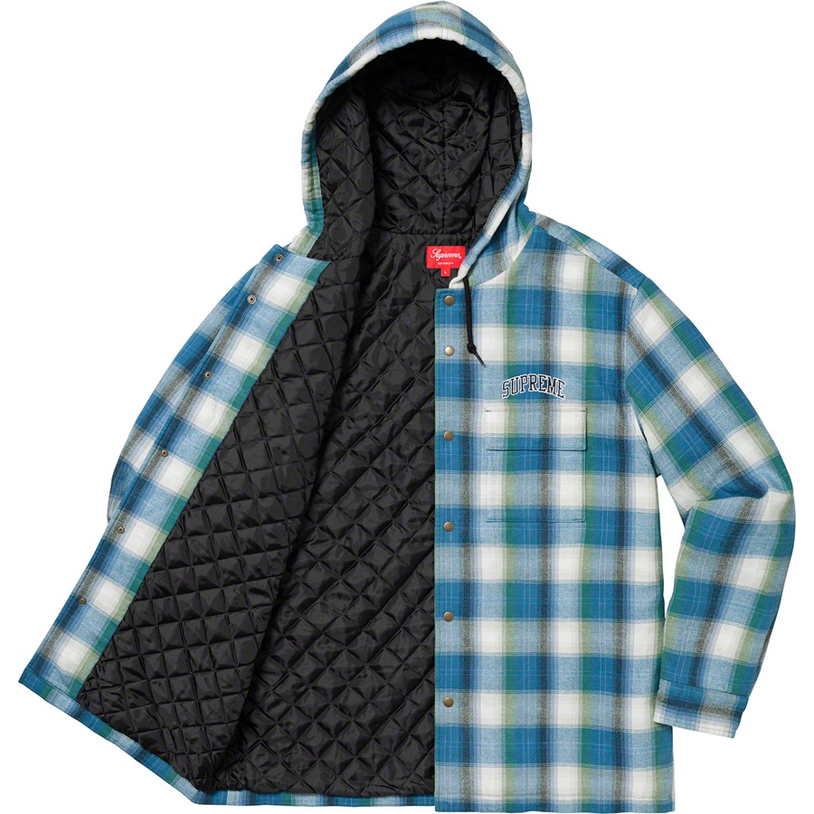 Details on Quilted Hooded Plaid Shirt Blue from fall winter
                                                    2019 (Price is $138)