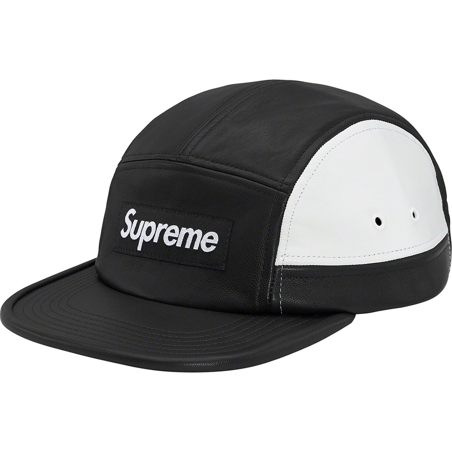 Details on 2-Tone Leather Camp Cap Black from fall winter 2019 (Price is $68)