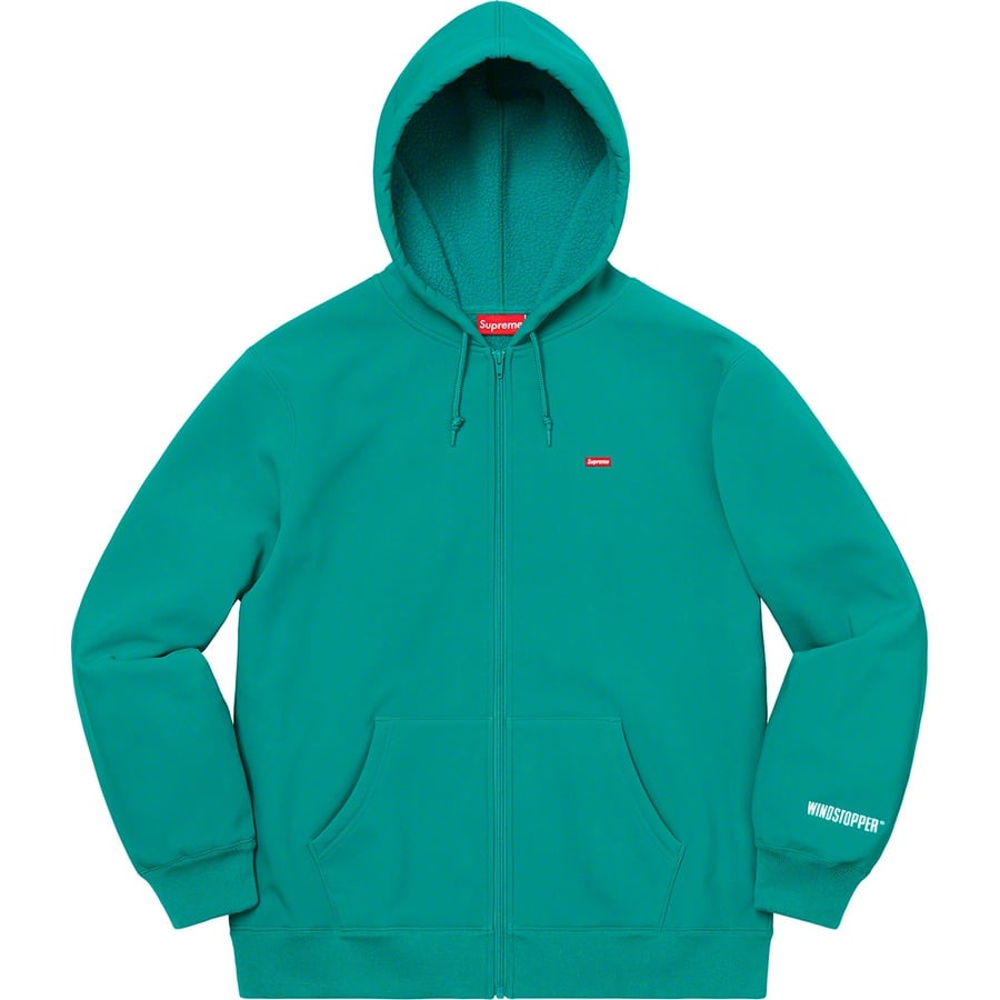 Details on WINDSTOPPER Zip Up Hooded Sweatshirt Teal from fall winter 2019 (Price is $198)