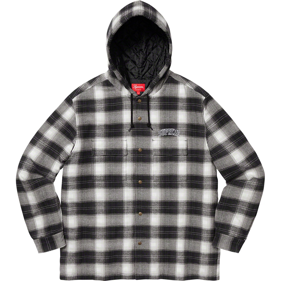 Details on Quilted Hooded Plaid Shirt Black from fall winter 2019 (Price is $138)