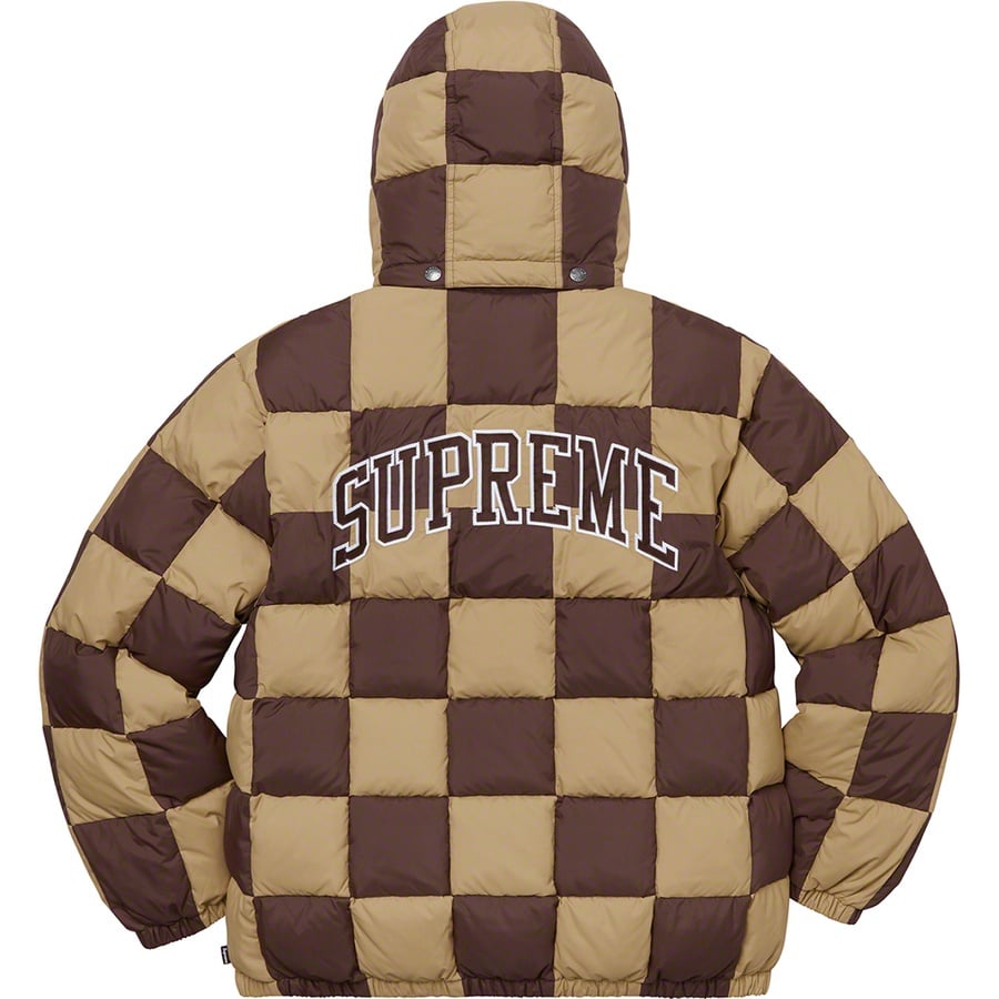 Details on Checkerboard Puffy Jacket Tan from fall winter
                                                    2019 (Price is $338)