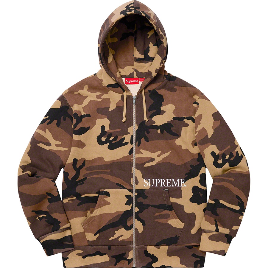 Details on Thermal Zip Up Hooded Sweatshirt Brown Camo from fall winter 2019 (Price is $198)