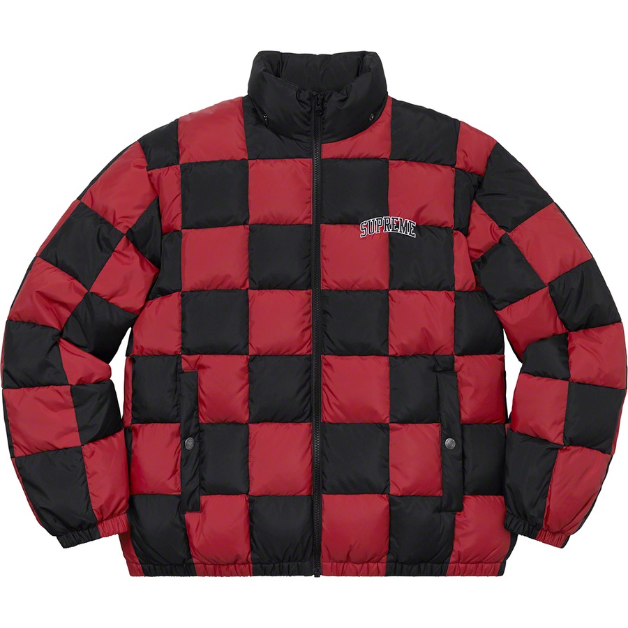 Details on Checkerboard Puffy Jacket Dark Red from fall winter 2019 (Price is $338)