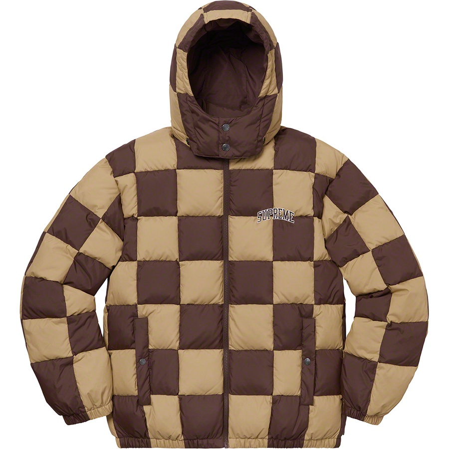 Details on Checkerboard Puffy Jacket Tan from fall winter
                                                    2019 (Price is $338)